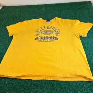 Harley-Davidson Motorcycles Ride With Pride Graphic T-Shirt Yellow Mens 2XL